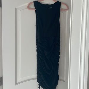 Black tiger mist the dress-black high neck dress with ruching on both sides
